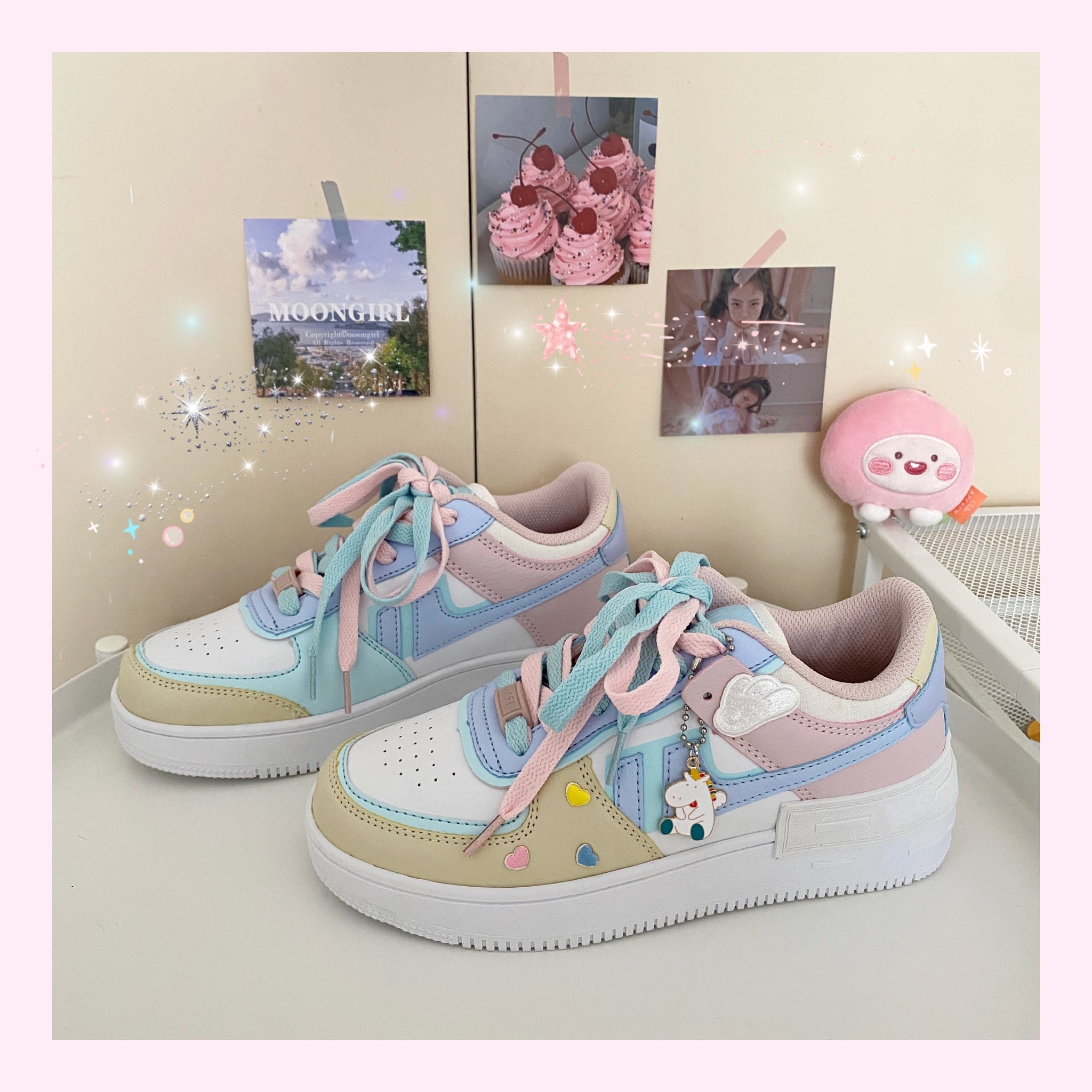 itGirl Shop SOFT GIRL AESTHETIC CUTE PASTEL PATCHES SNEAKERS