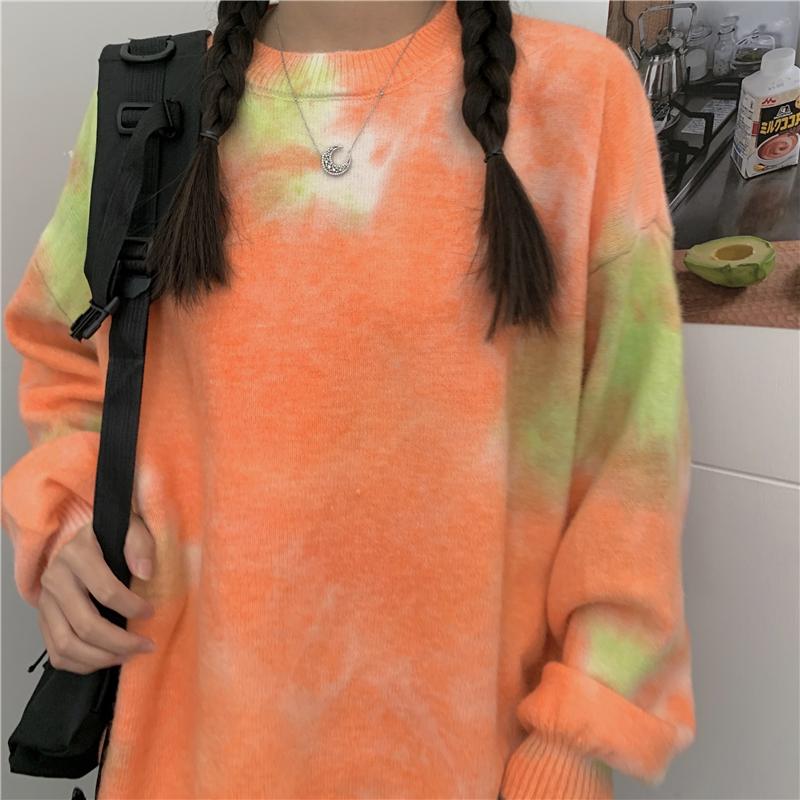 itGirl Shop SOFT TIE DYE PRINTED MOHAIR OVERSIZED SWEATER