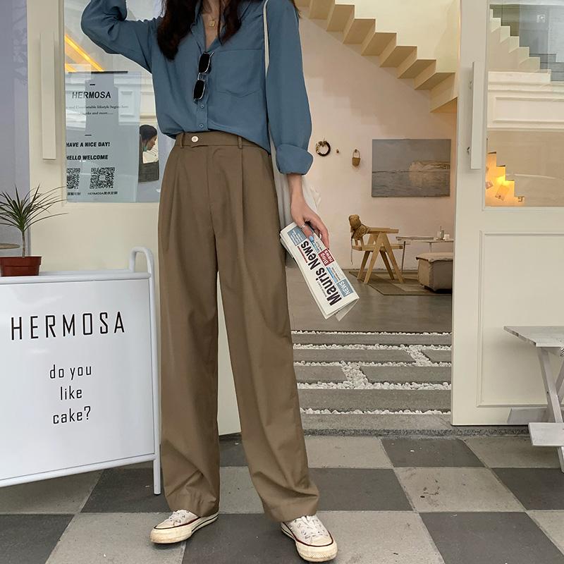 itGirl Shop SOLID COLOR KOREAN AESTHETIC STRAIGHT SUIT PANTS