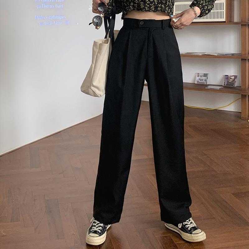 itGirl Shop SOLID COLOR KOREAN AESTHETIC STRAIGHT SUIT PANTS
