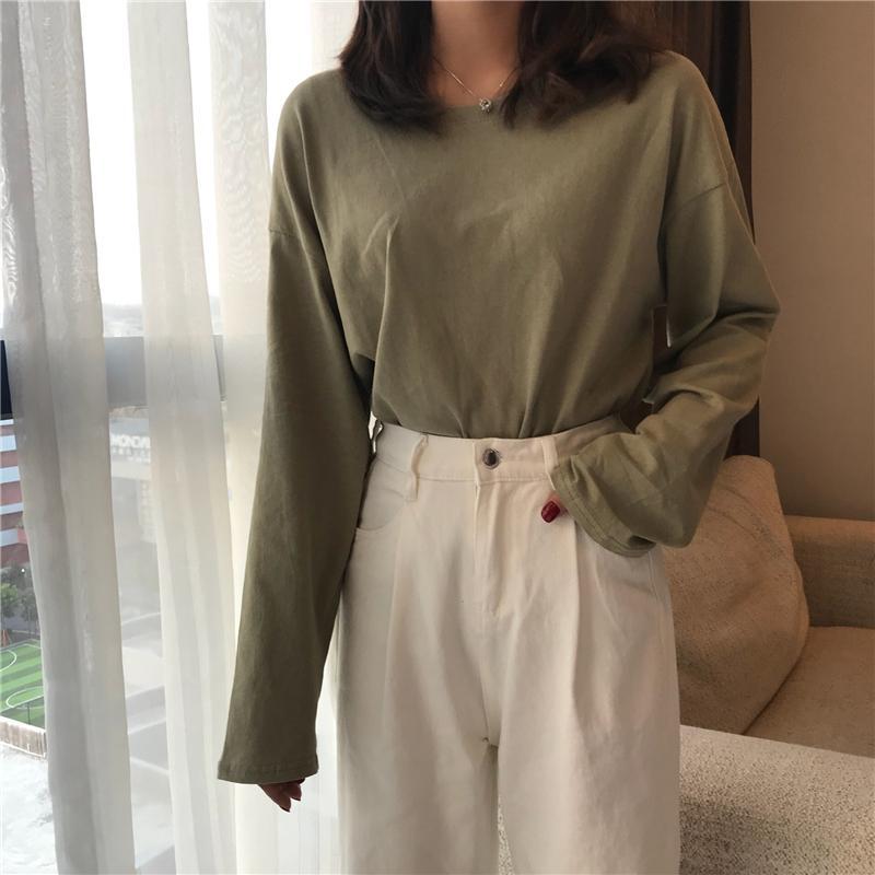 itGirl Shop Aesthetic Clothing Solid Colors Aesthetic Long Sleeve