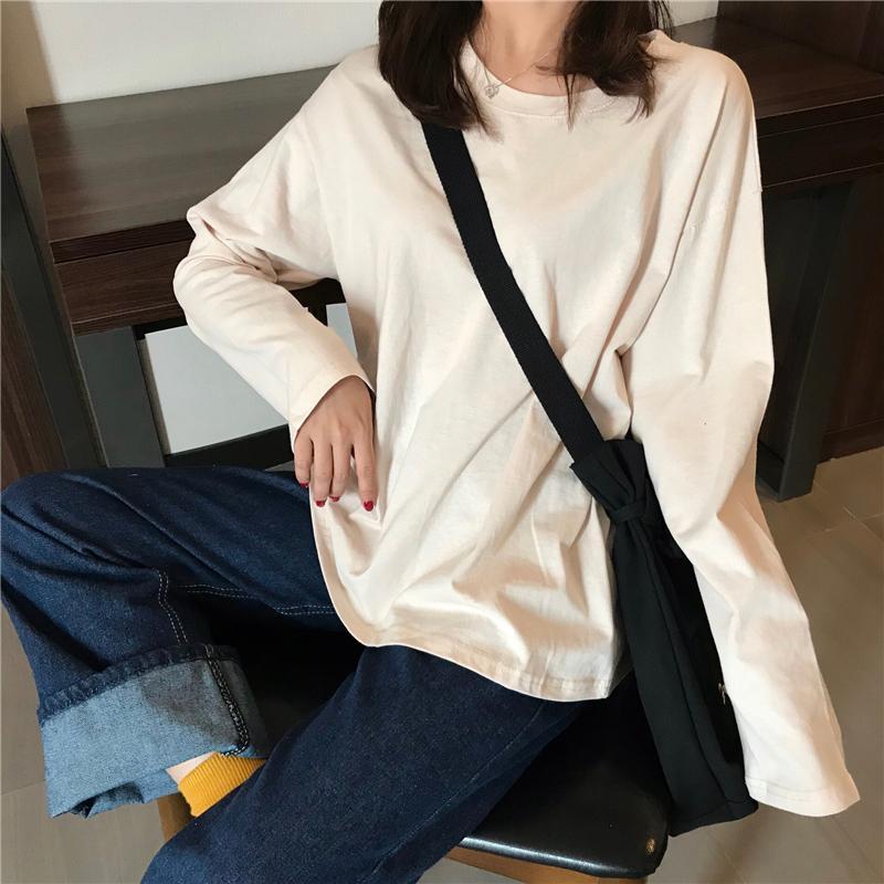 itGirl Shop SOLID COLORS AESTHETIC LONG SLEEVE LOOSE SHIRT