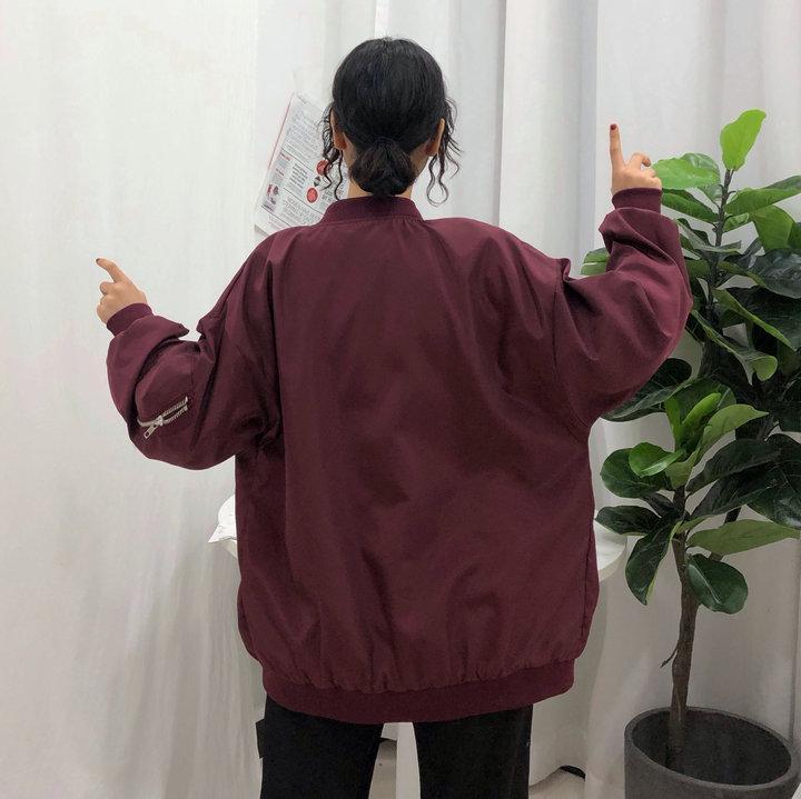 Solid Colors Silky Loose Casual Bomber Jacket