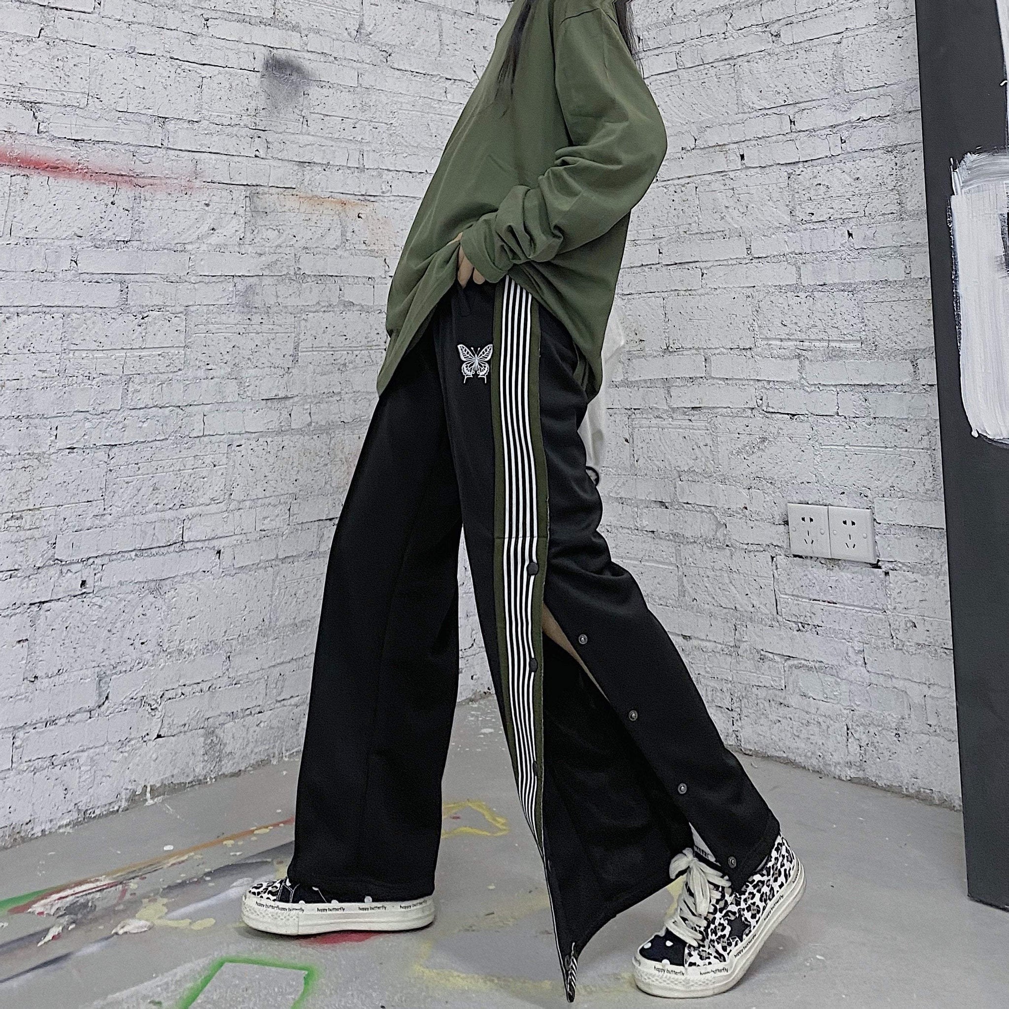 Needles | Butterfly-embroidered Jersey Track Pants | Mens | Navy |  MILANSTYLE.COM