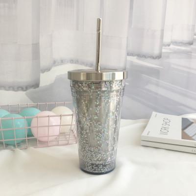 itGirl Shop STAINLESS STEEL STRAW COLORFUL SPARKLES LARGE GLASS