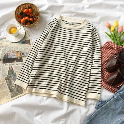 itGirl Shop STRIPED BASIC COLORS SCHOOL ROUND NECK LONG SLEEVE