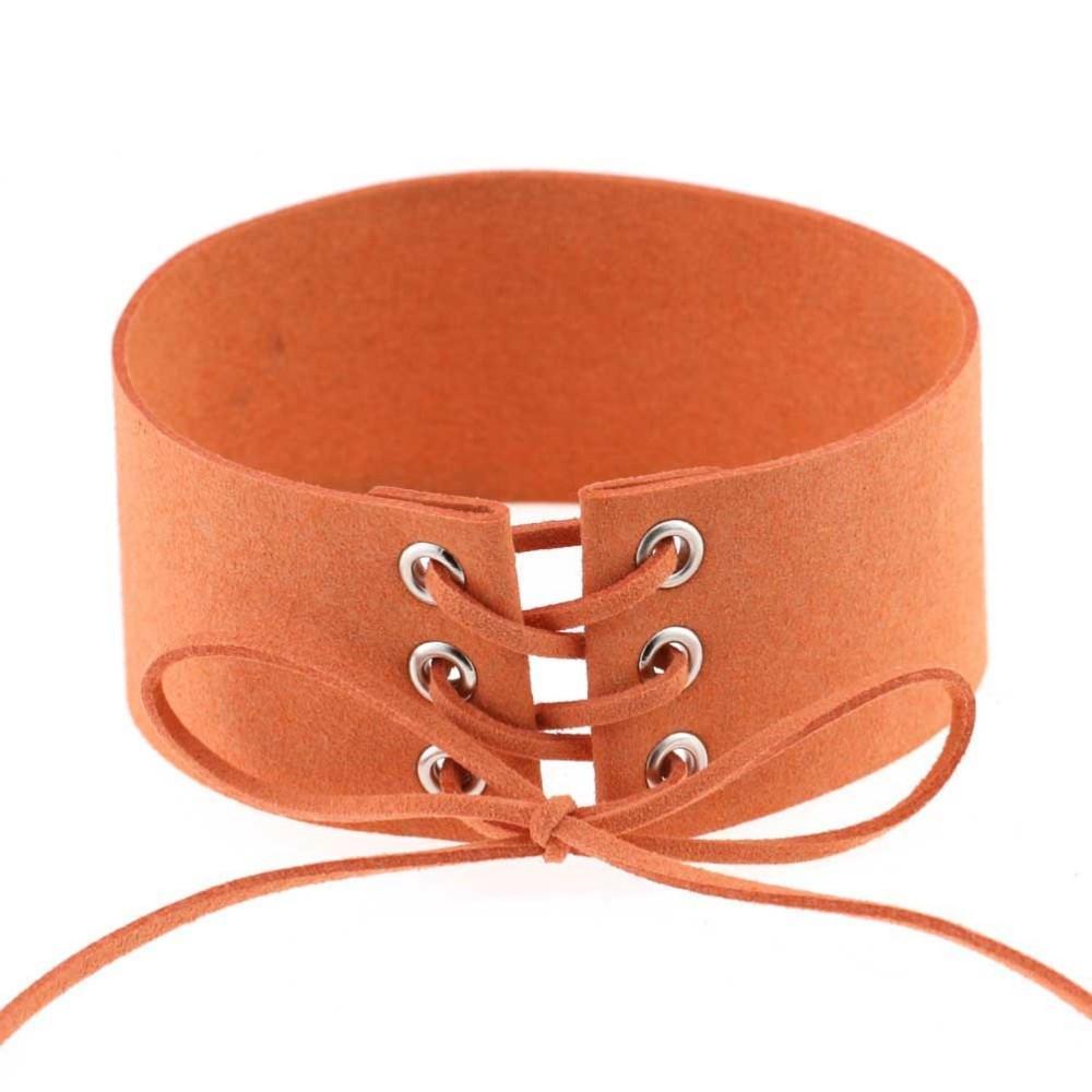 itGirl Shop SUEDE THICK LACEUP CHOKER