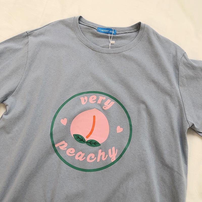 itGirl Shop SWEET VERY PEACHY PRINTED OVERSIZED T-SHIRT
