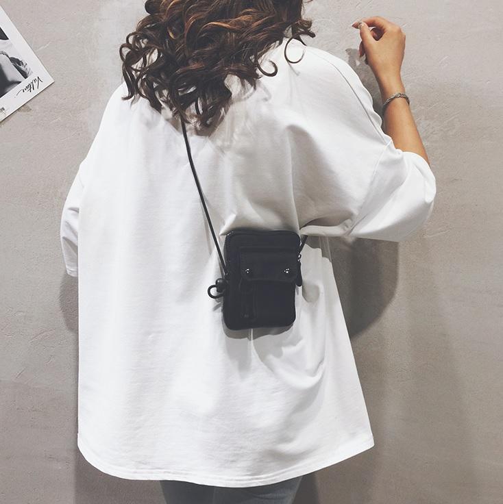 Techwear Black Creamy White Ulzzang Small Shoulder Bag