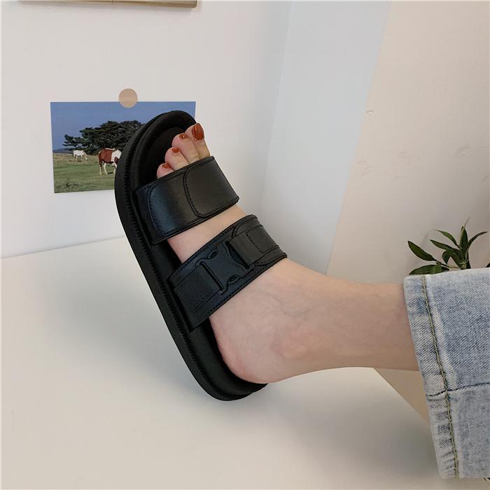 Techwear Flat Rubber Black Slipper Sandals