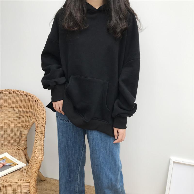itGirl Shop THICK WARM OVERSIZED FRONT POCKET LONG SLEEVE HOODIE