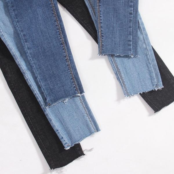 itGirl Shop THREE COLOR SKINNY SEWED ANKLE CUTTED DENIM JEANS