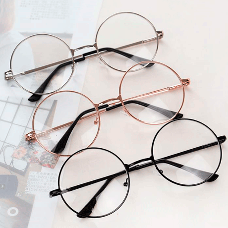 itGirl Shop TRANSPARENT CIRCLE ROUND METALLIC FRAME KOREAN CLEAR POTTER GLASSES