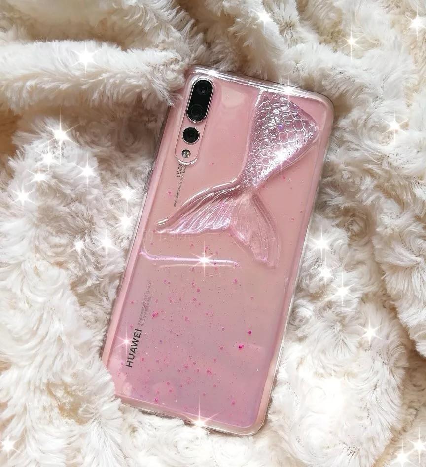 itGirl Shop TRANSPARENT GLITTER MERMAID TAIL IPHONE COVER CASE