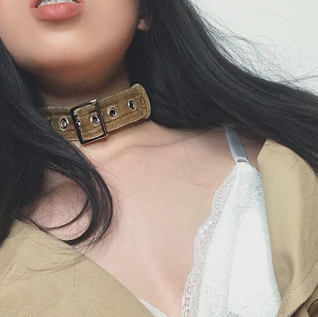 itGirl Shop VELVET METALLIC BUCKLE CHOKER COLLAR