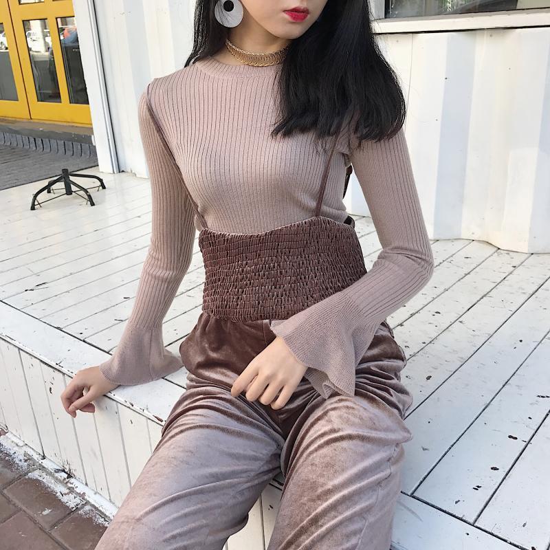 itGirl Shop VELVET SHINY LONG JUMPSUIT STRAPPY VOLUME PANTS