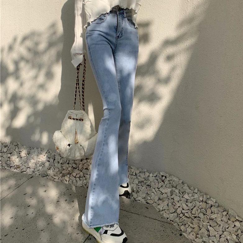 itGirl Shop VINTAGE AESTHETIC RIPPED EDGE FLARE JEANS