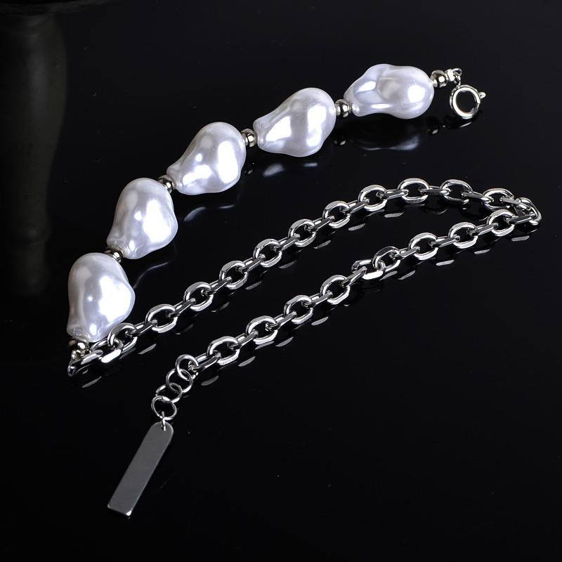 itGirl Shop VINTAGE PEARL BEADS AND SILVER CHAIN NECKLACE