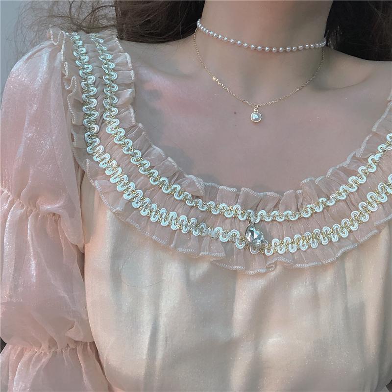 itGirl Shop VINTAGE PEARL BEADS DOUBLE LAYER CHAIN NECKLACE