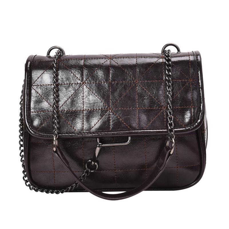 Vintage Quilted Pu Leather Thin Chain Strap Shoulder Bag