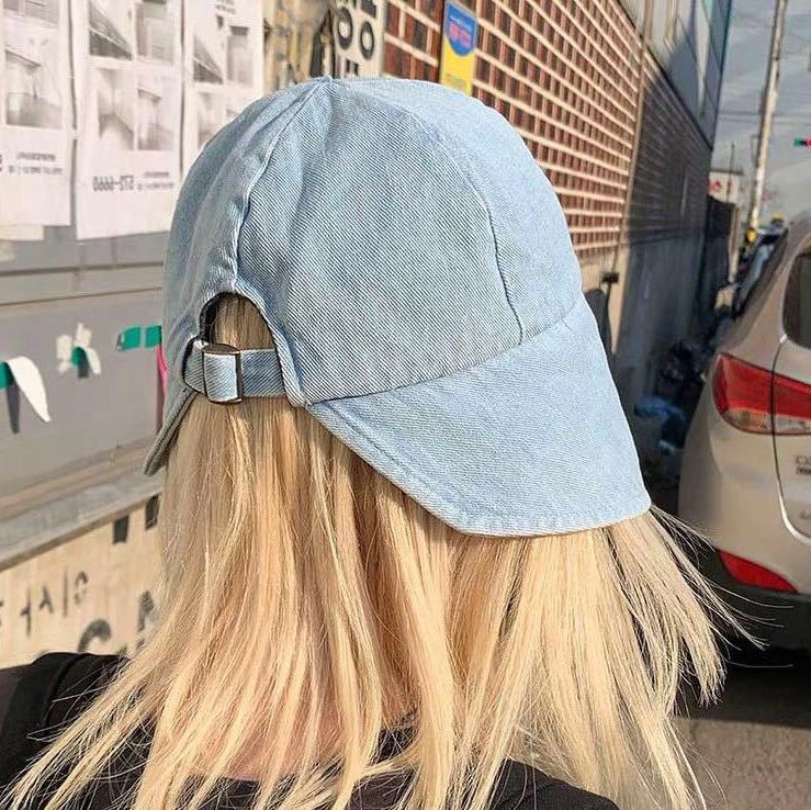 Washed Blue Denim Retro Cute Bucket Sunscreen Hat