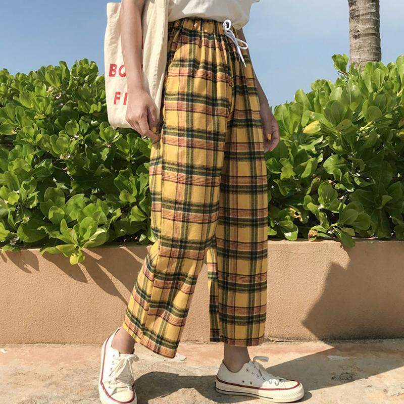 itGirl Shop Aesthetic Clothing Yellow Tartan Plaid Vintage
