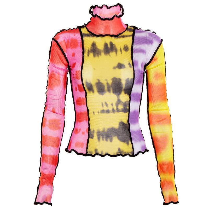 NORMCORE STUDIOS COLORFUL TIE DYE TRANSPARENT LONG SLEEVED SHIRT